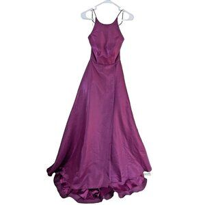 Camille La Vie Shimmer Halter Formal Dress Gown Size 2 Magenta Sparkle Fairy